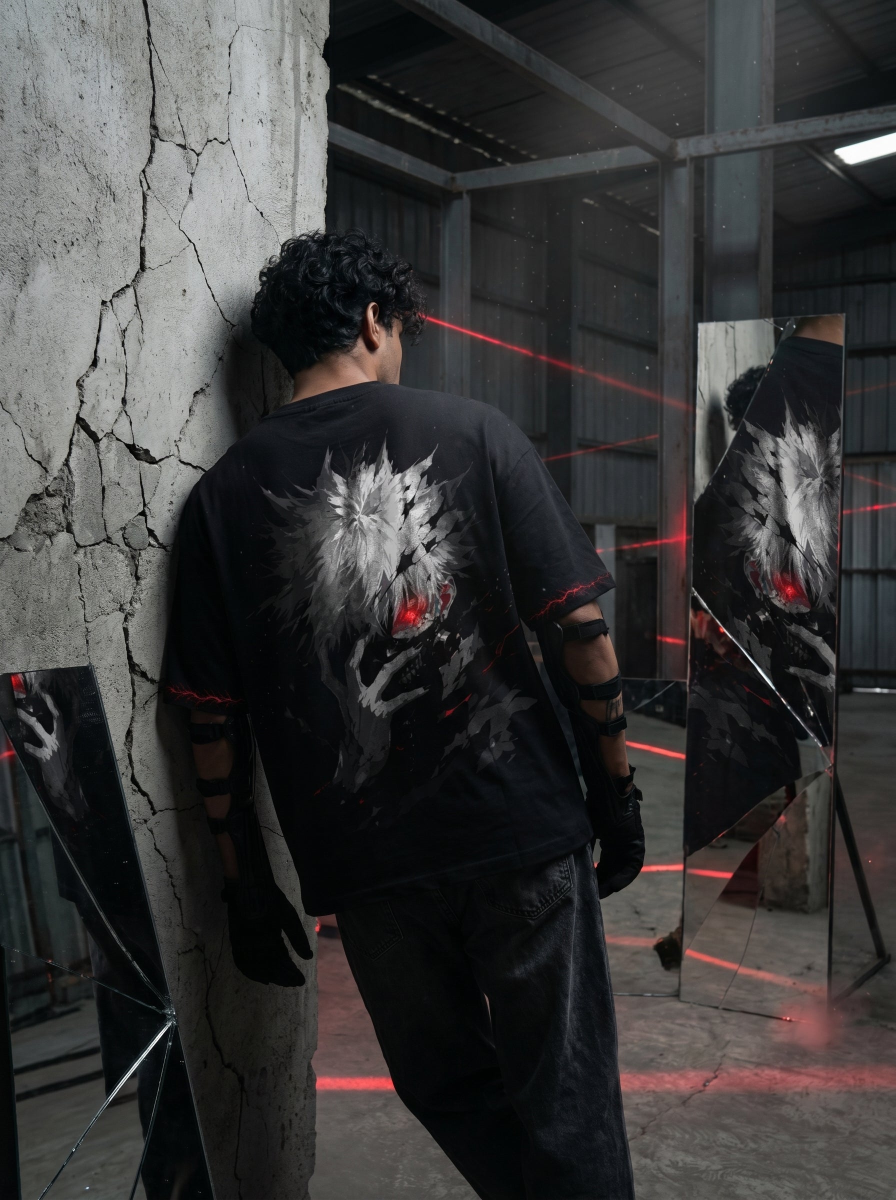 Teeyatra Crimson Ghoul Oversized T-Shirt