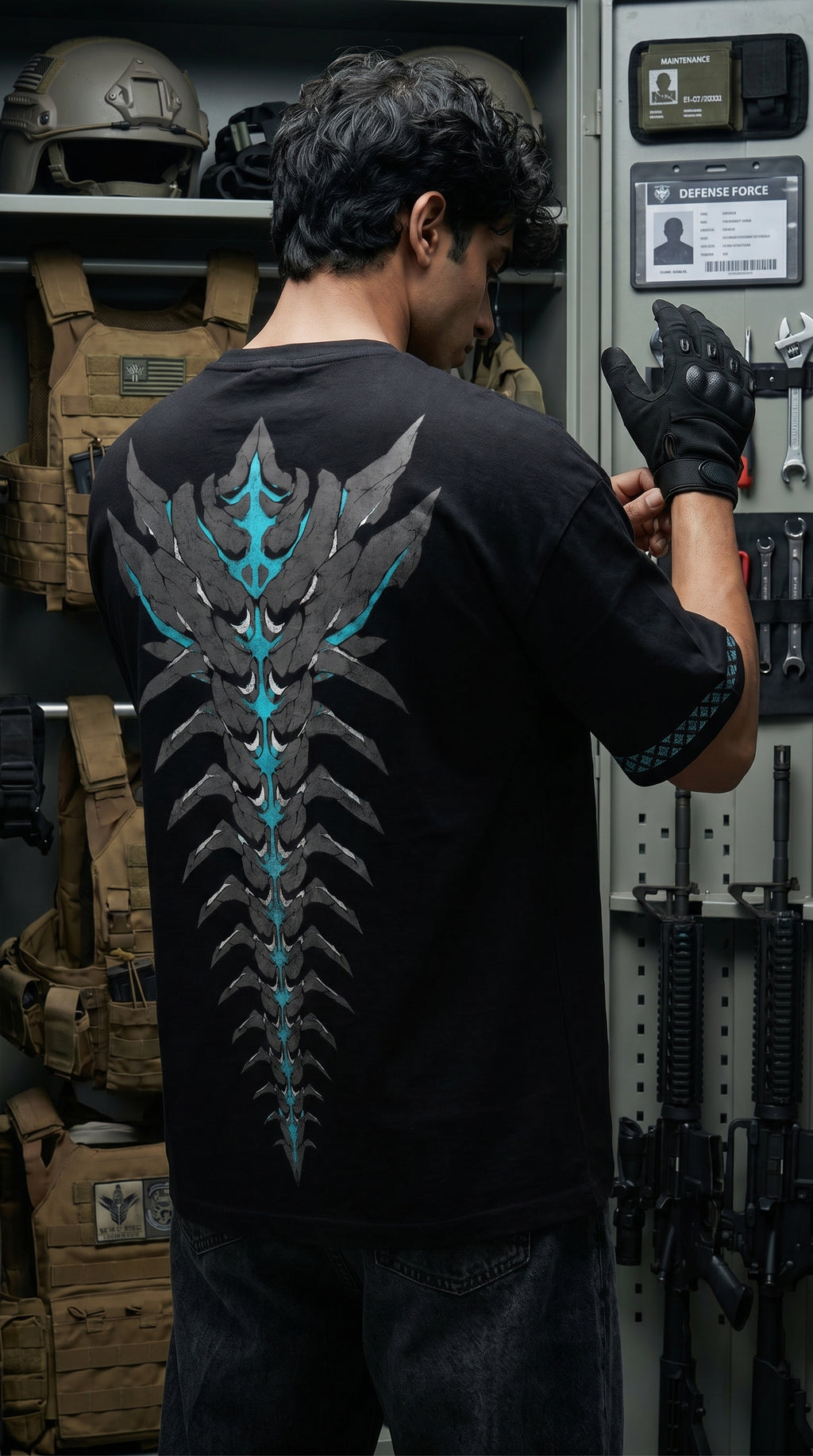 Teeyatra Cyber Oni Spine Oversized T-Shirt