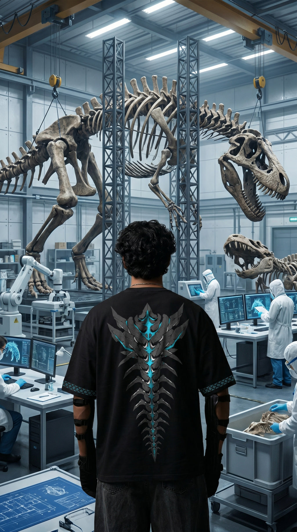 Teeyatra Cyber Oni Spine Oversized T-Shirt