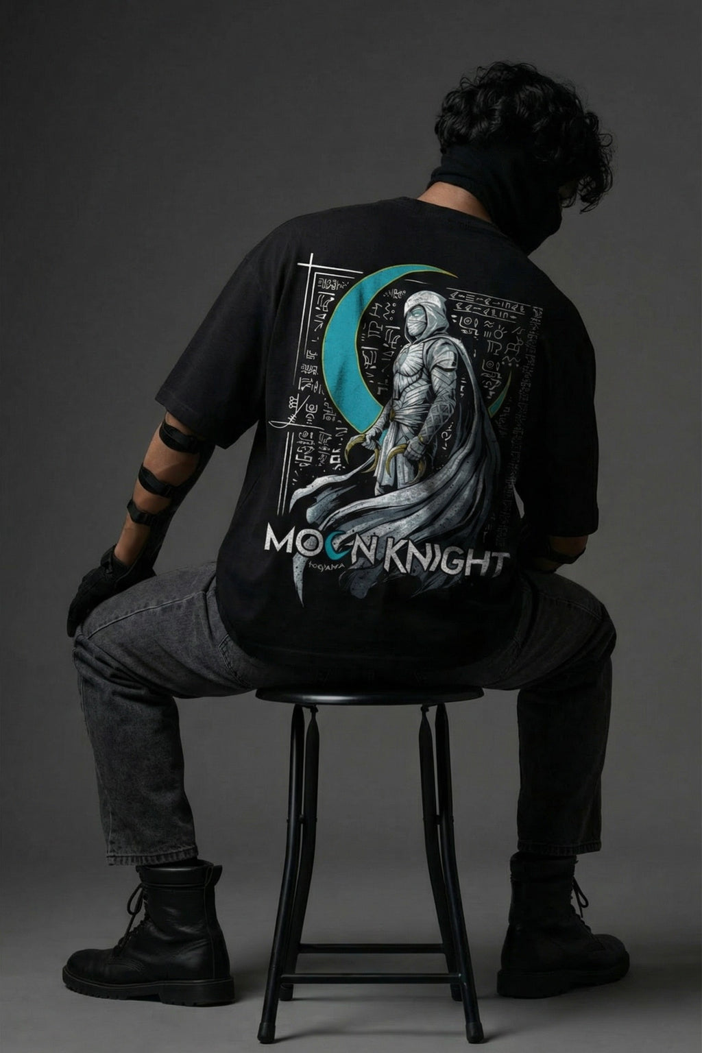 TEEYATRA Moon Knight Oversized Graphic T-Shirt – 240 GSM Premium French Terry | DTF Back Print