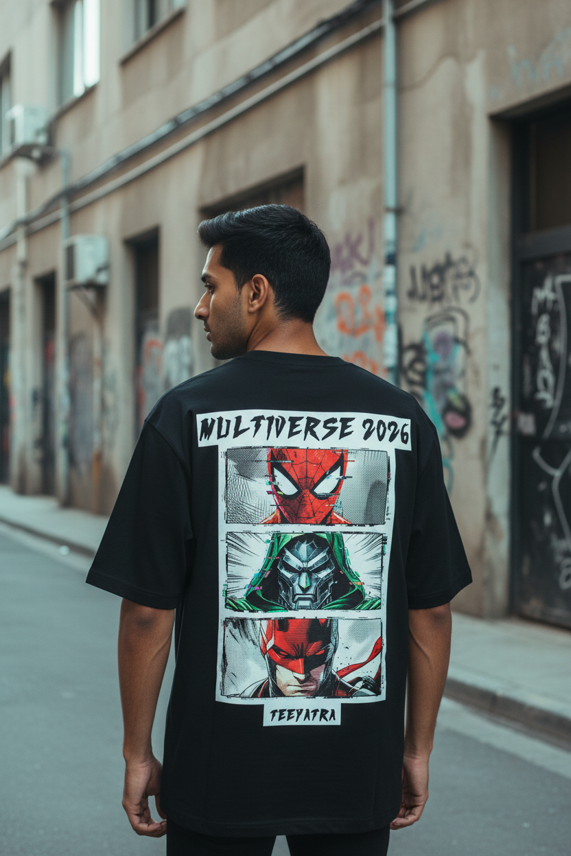 Teeyatra "Multiverse 2026" Premium Oversized T-Shirt – 240 GSM French Terry