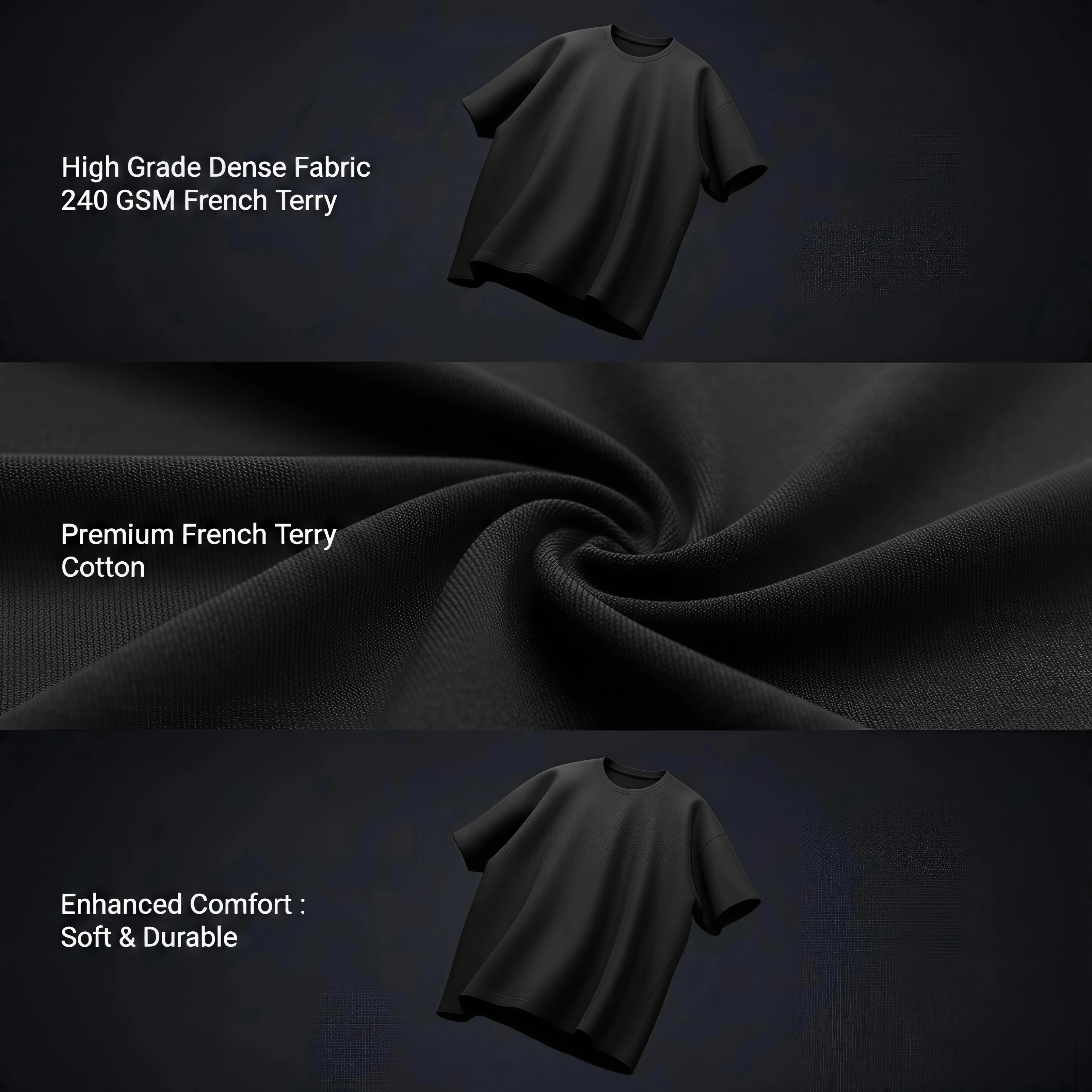 Men’s 240 GSM Oversized French Terry T-Shirt | Heavyweight Streetwear Tee