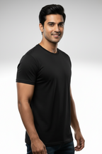 Plain Black Regular Fit T-Shirt – 180 GSM Premium Cotton | Everyday Essential