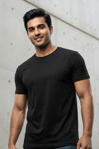 Plain Black Regular Fit T-Shirt – 180 GSM Premium Cotton | Everyday Essential