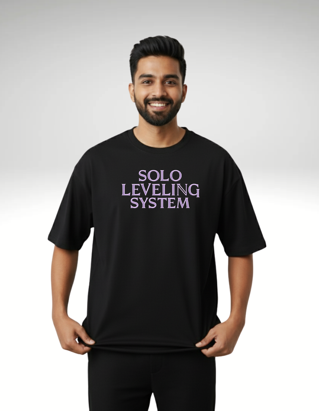 Solo Leveling "Shadow Monarch System" Heavyweight Oversized Tee