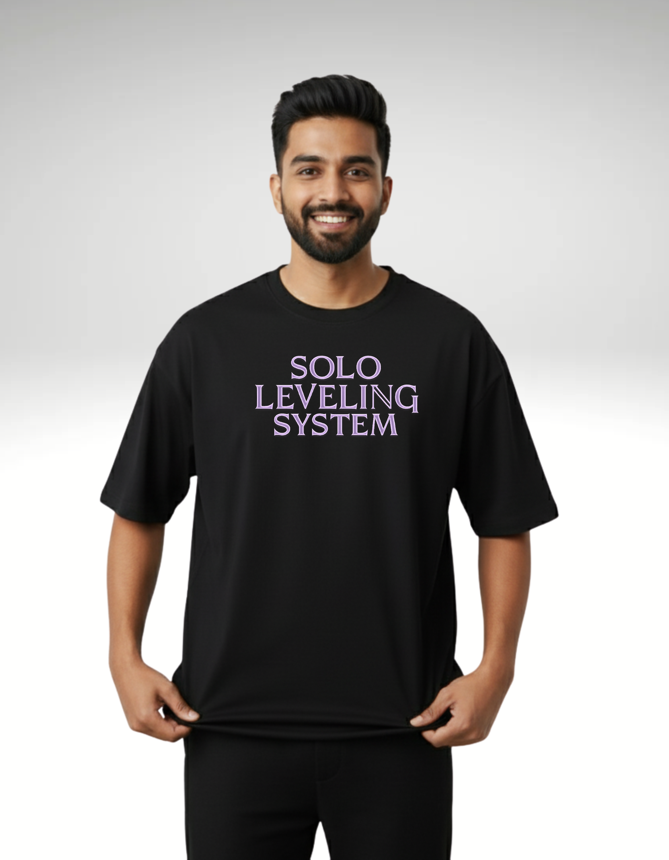 Solo Leveling "Shadow Monarch System" Heavyweight Oversized Tee