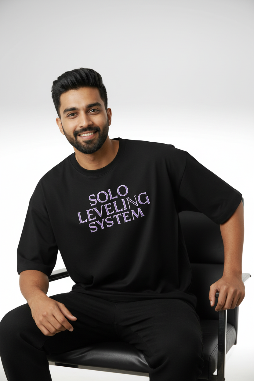 Solo Leveling "Shadow Monarch System" Heavyweight Oversized Tee
