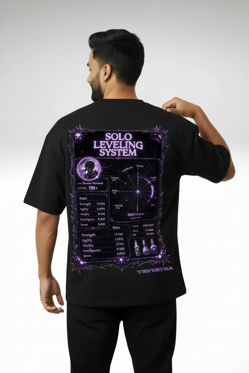 Solo Leveling "Shadow Monarch System" Heavyweight Oversized Tee
