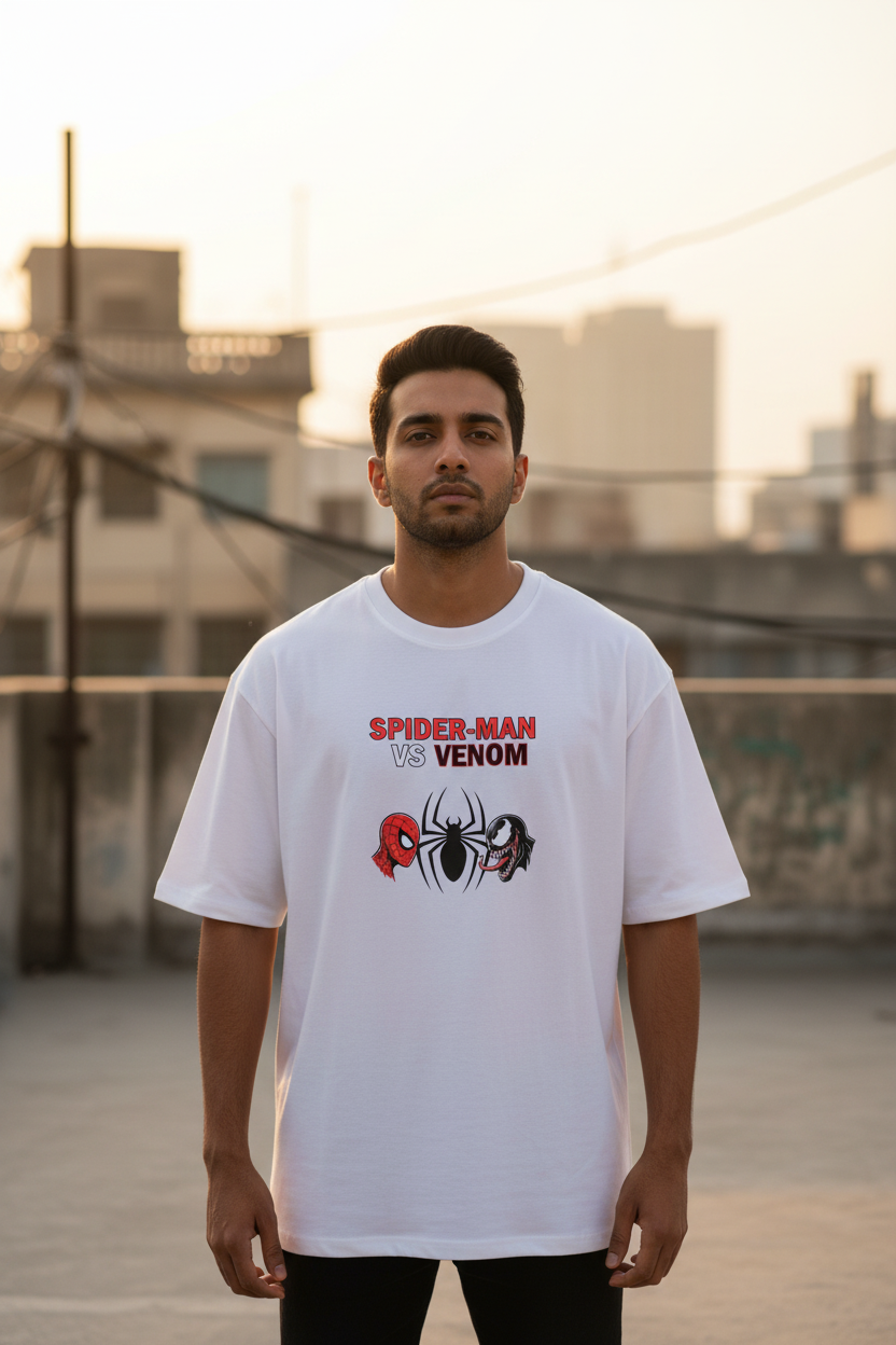 Spider-Man vs. Venom: The Ultimate Battle – Heavyweight Oversized French Terry T-Shirt