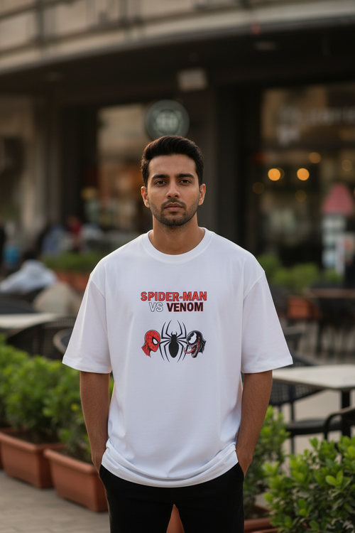 Spider-Man vs. Venom: The Ultimate Battle – Heavyweight Oversized French Terry T-Shirt - TEEYATRA
