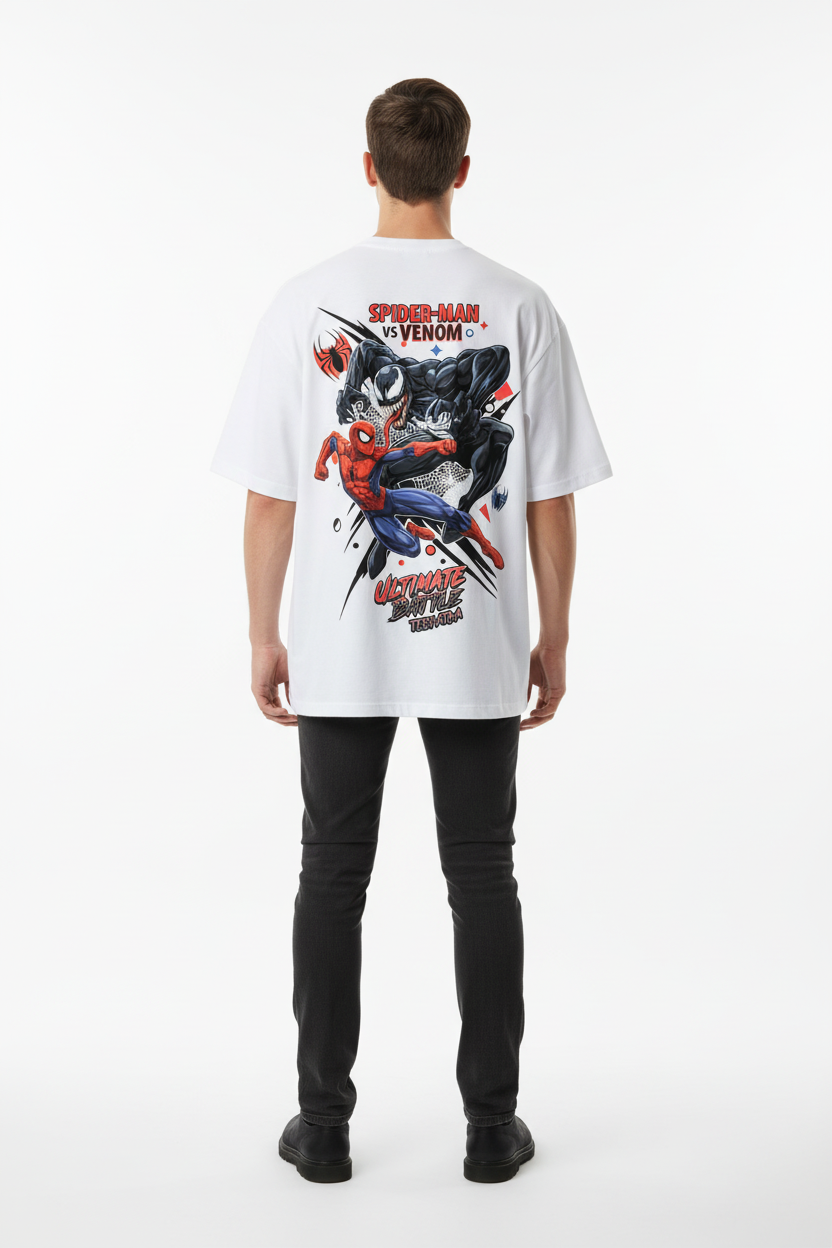Spider-Man vs. Venom: The Ultimate Battle – Heavyweight Oversized French Terry T-Shirt
