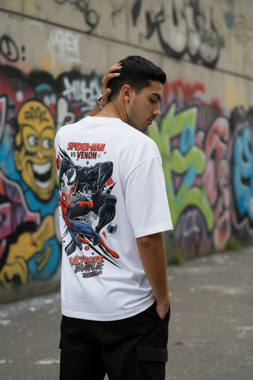 Spider-Man vs. Venom: The Ultimate Battle – Heavyweight Oversized French Terry T-Shirt