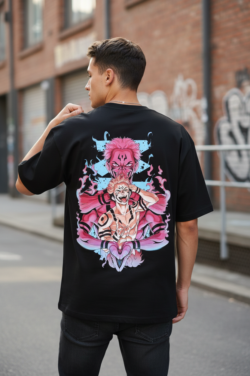 Sukuna "King of Curses" Oversized Graphic Tee – 240 GSM Heavyweight French Terry