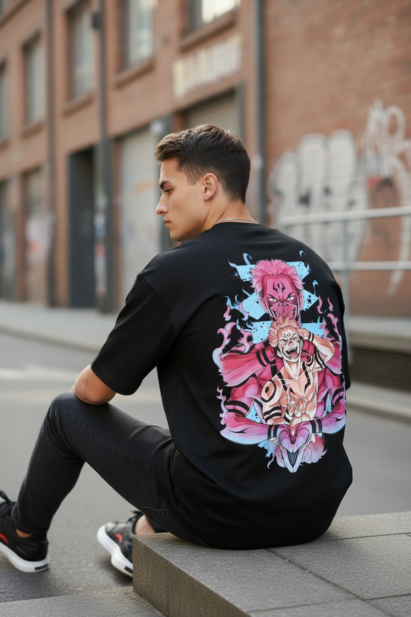 Sukuna "King of Curses" Oversized Graphic Tee – 240 GSM Heavyweight French Terry