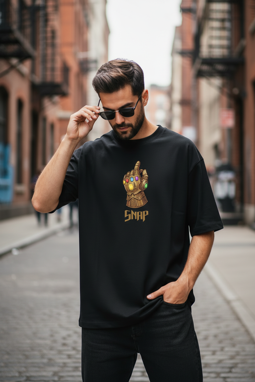 Teeyatra “Inevitable” Thanos Oversized T-Shirt – 240 GSM French Terry - TEEYATRA