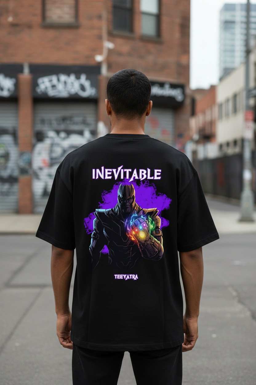 Teeyatra “Inevitable” Thanos Oversized T-Shirt – 240 GSM French Terry - TEEYATRA