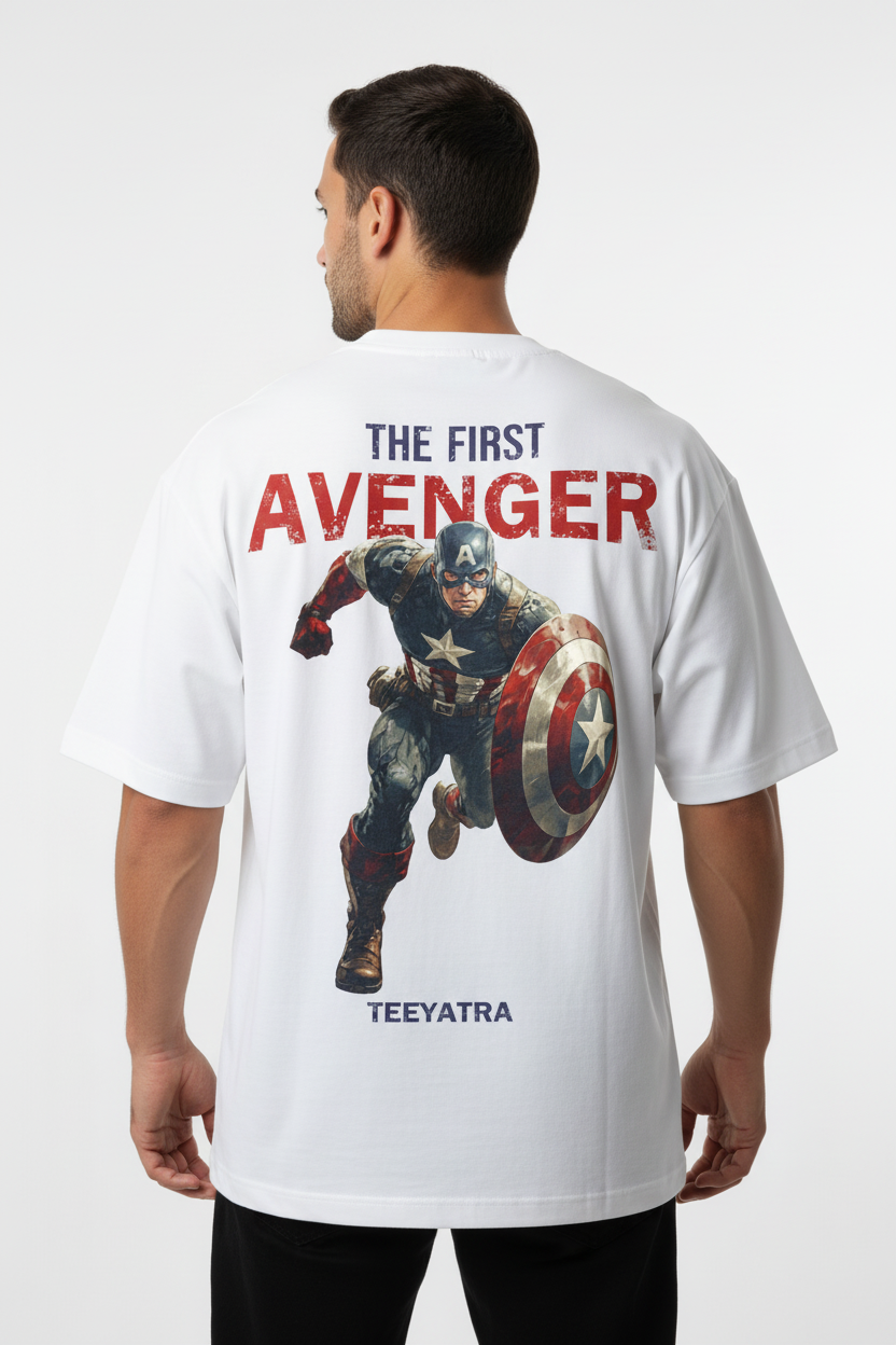Teeyatra "The First Avenger" Oversized T-Shirt – 240 GSM Heavyweight French Terry