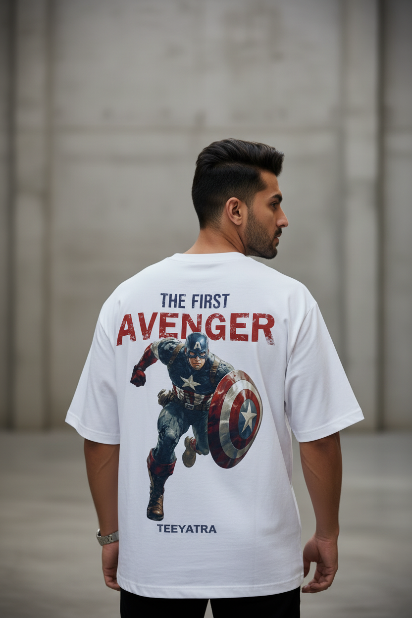 Teeyatra "The First Avenger" Oversized T-Shirt – 240 GSM Heavyweight French Terry