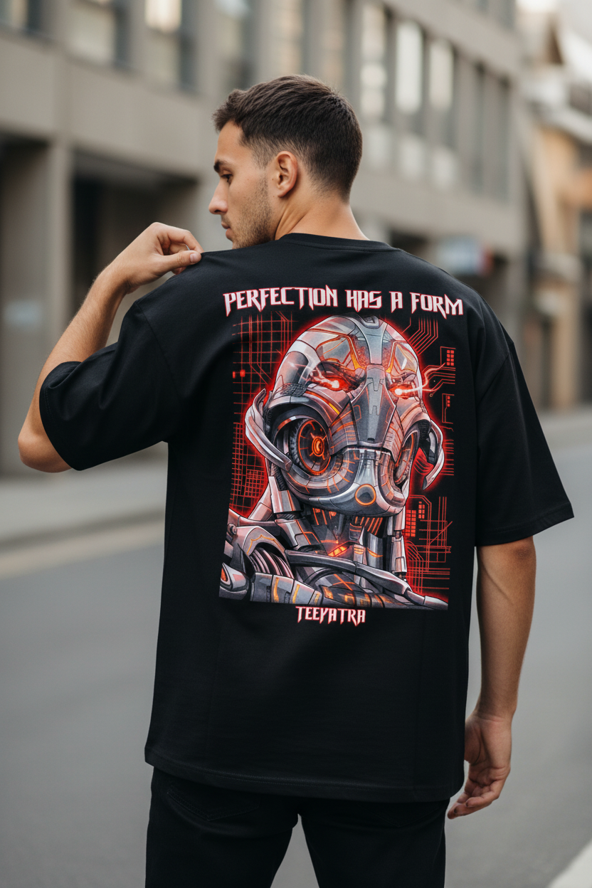 Teeyatra “Perfection Has A Form” Ultron Oversized T-Shirt – 240 GSM French Terry - TEEYATRA