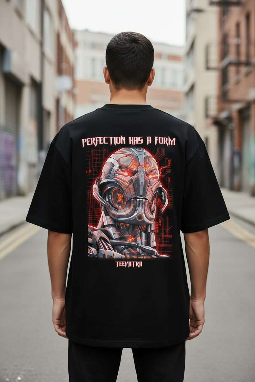Teeyatra “Perfection Has A Form” Ultron Oversized T-Shirt – 240 GSM French Terry - TEEYATRA