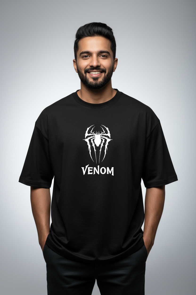 Teeyatra “Hunger Never Ends” Venom Oversized T-Shirt – 240 GSM French Terry - TEEYATRA