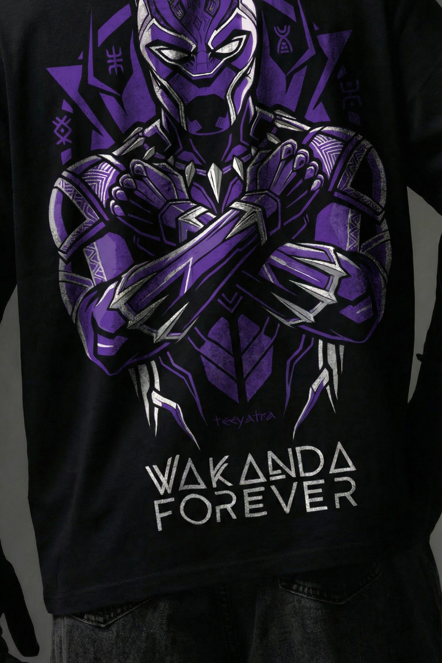 TEEYATRA Panther Legacy Oversized Graphic T-Shirt – 240 GSM Premium French Terry | DTF Back Print