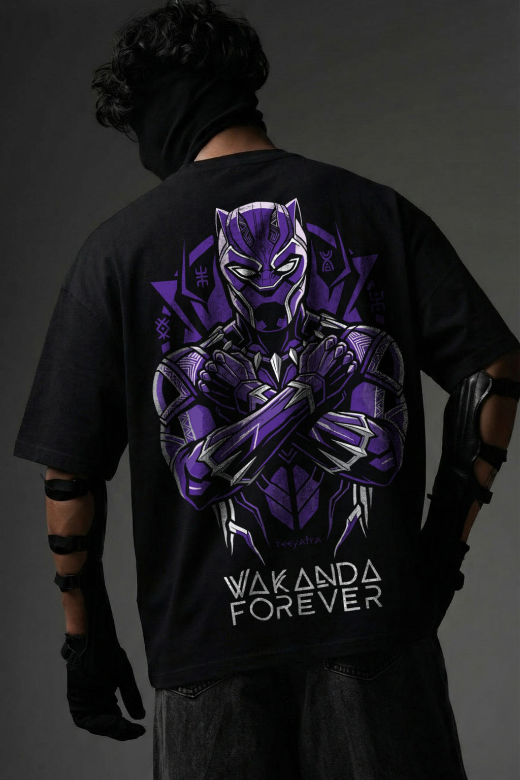 TEEYATRA Panther Legacy Oversized Graphic T-Shirt – 240 GSM Premium French Terry | DTF Back Print