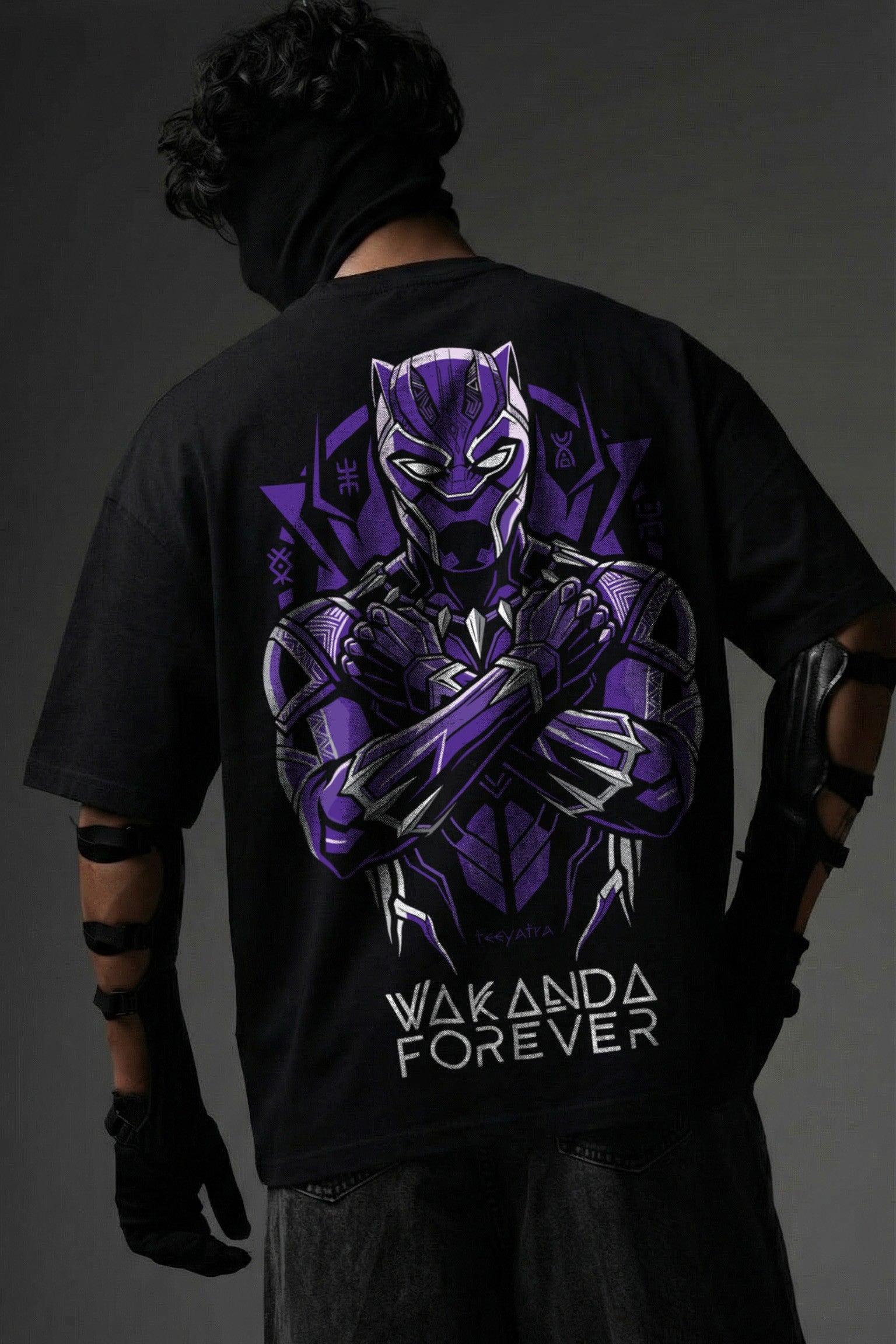 TEEYATRA Panther Legacy Oversized Graphic T-Shirt – 240 GSM Premium French Terry | DTF Back Print