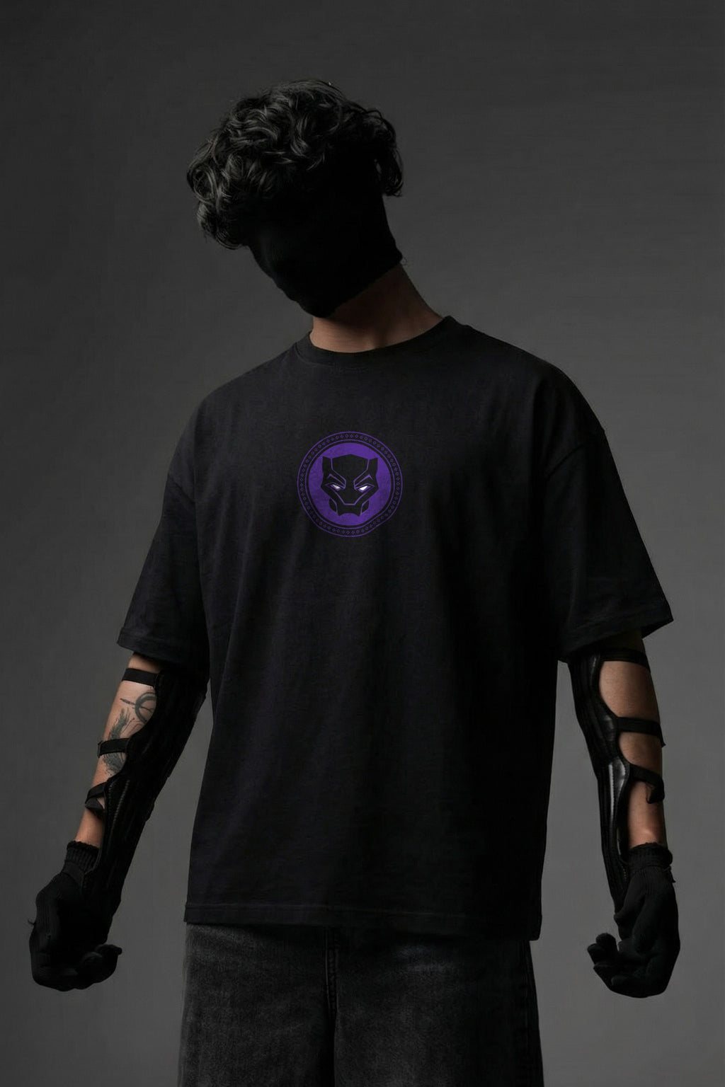TEEYATRA Panther Legacy Oversized Graphic T-Shirt – 240 GSM Premium French Terry | DTF Back Print