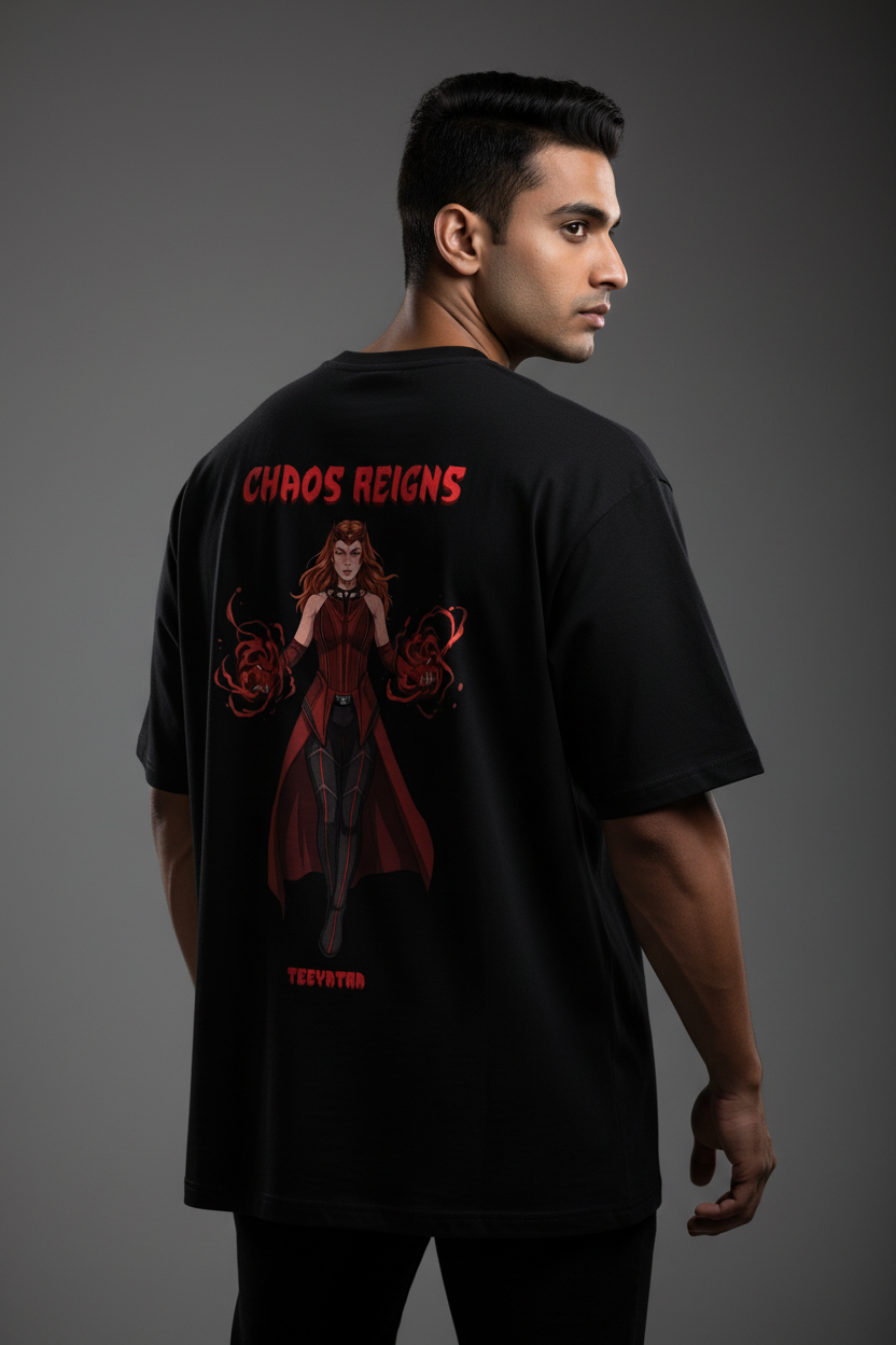 Teeyatra “Chaos Reigns” Scarlet Witch Oversized T-Shirt – 240 GSM French Terry - TEEYATRA
