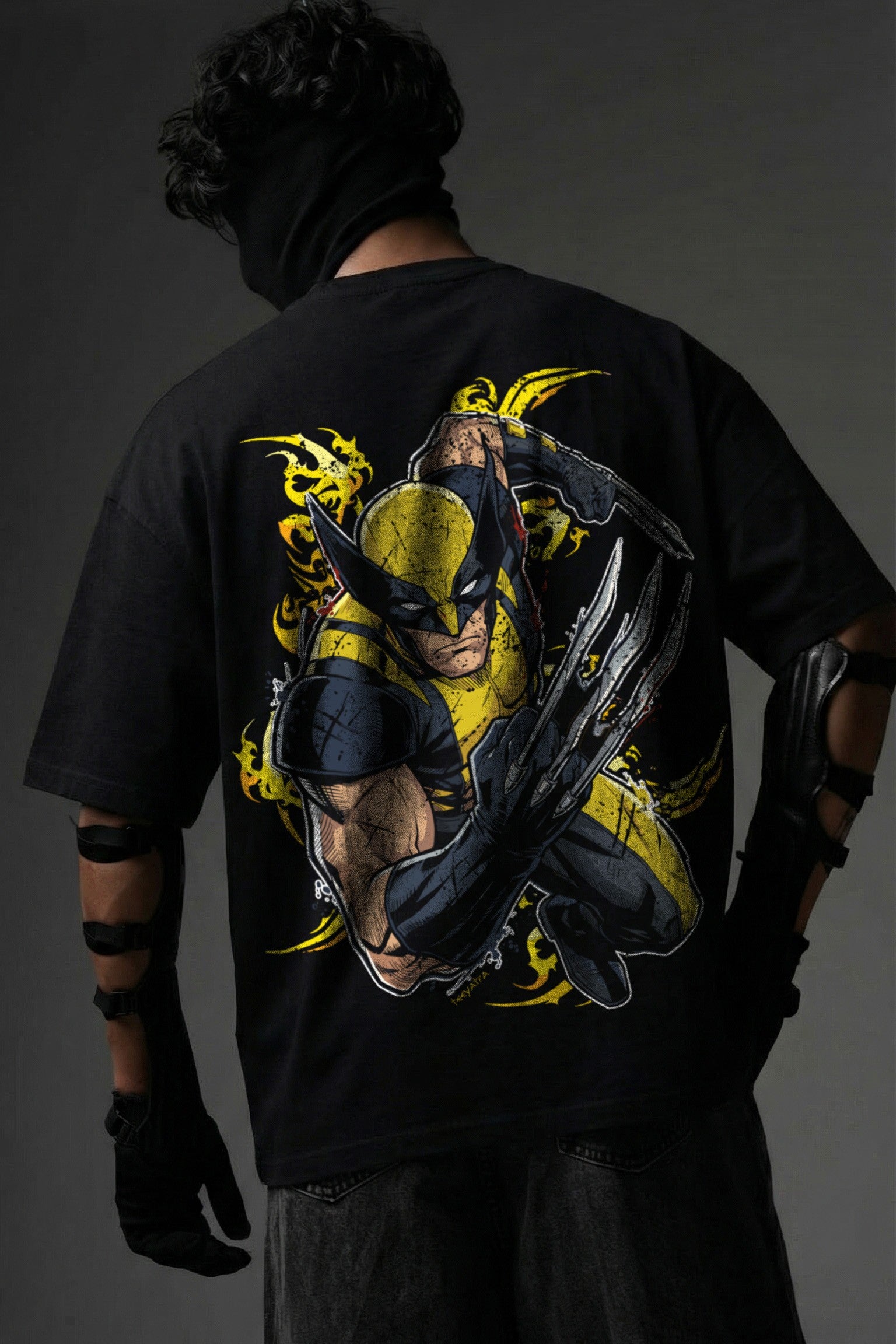 TEEYATRA Claw Fury Oversized Graphic T-Shirt – 240 GSM Premium French Terry | DTF Back Print