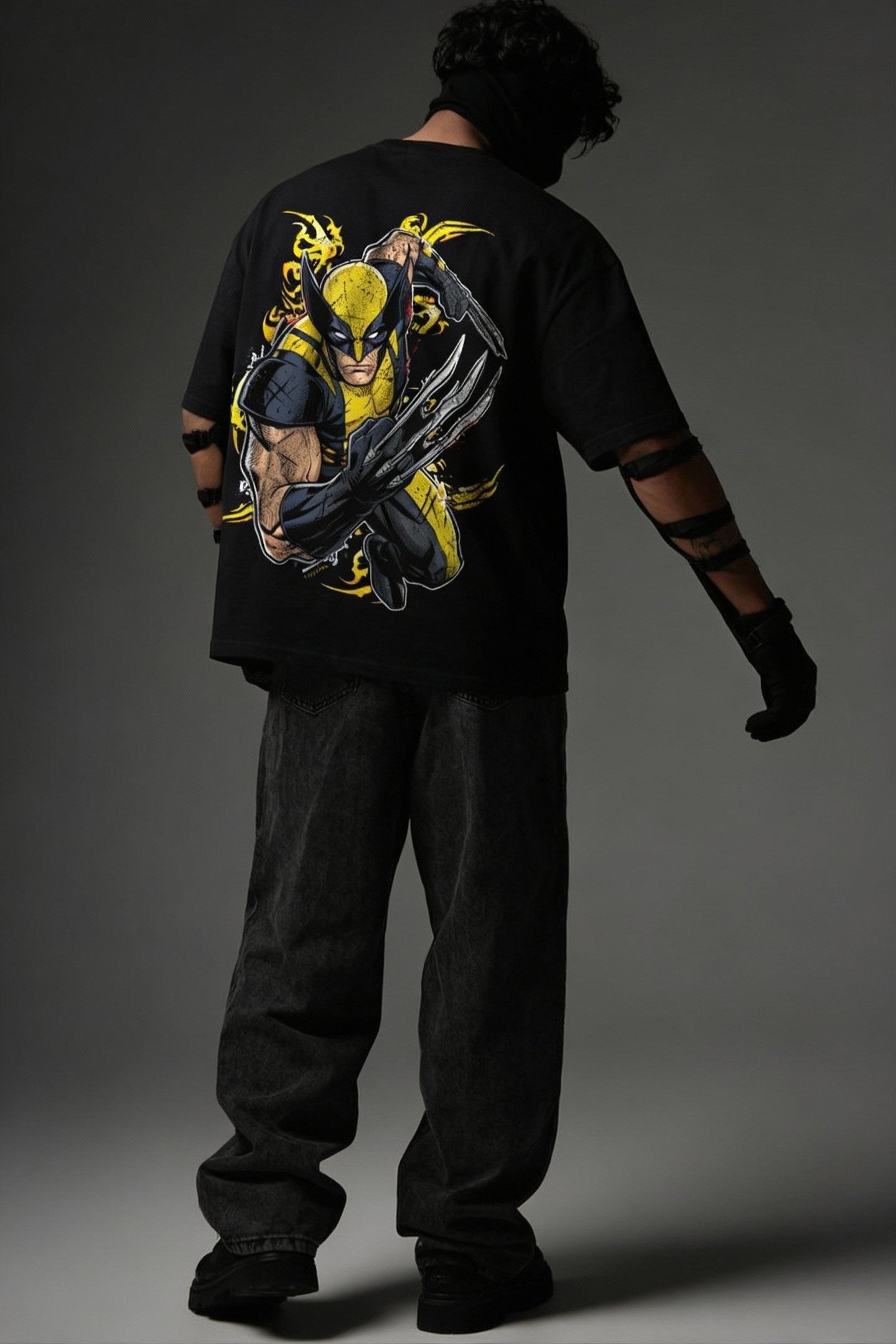 TEEYATRA Claw Fury Oversized Graphic T-Shirt – 240 GSM Premium French Terry | DTF Back Print