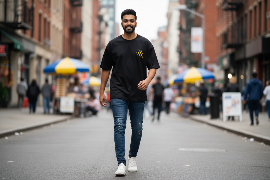 Marvel Wolverine Oversized T-Shirt – 240 GSM French Terry | DTF Print | Black Streetwear Tee