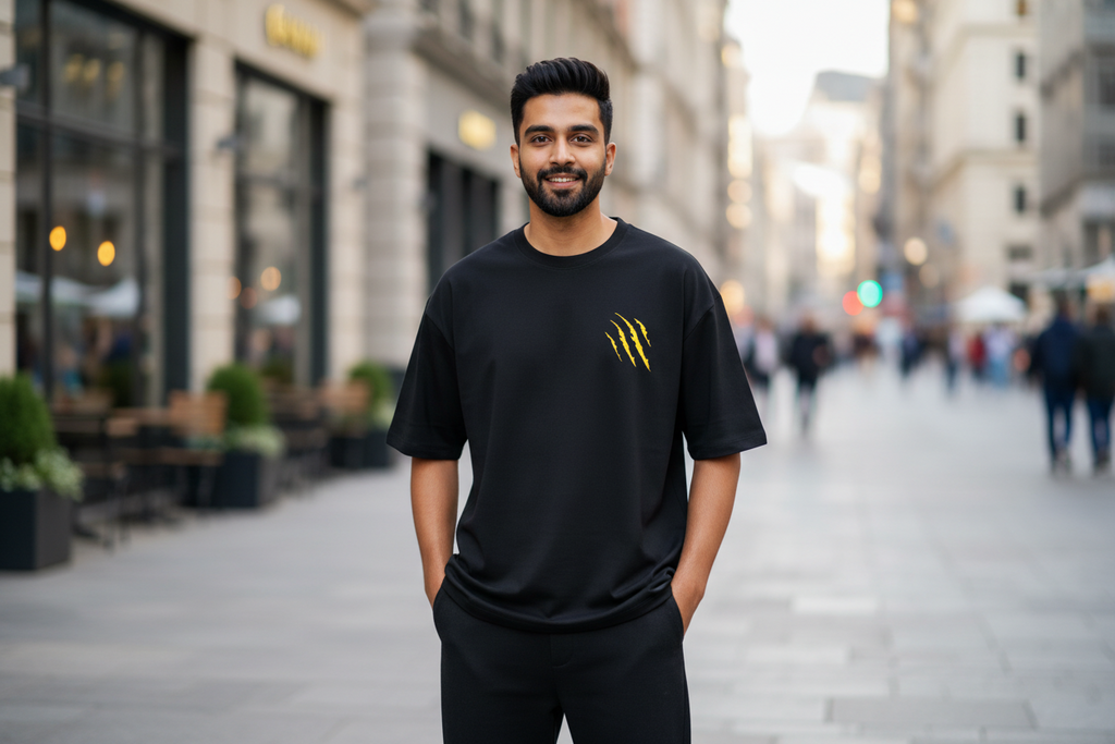 Marvel Wolverine Oversized T-Shirt – 240 GSM French Terry | DTF Print | Black Streetwear Tee