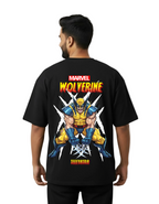 Marvel Wolverine Oversized T-Shirt – 240 GSM French Terry | DTF Print | Black Streetwear Tee