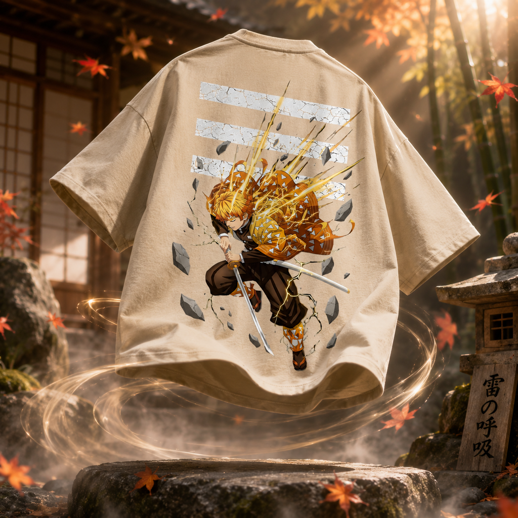 Zenitsu Agatsuma "Thunder Breathing" Oversized T-Shirt – 240 GSM French Terry
