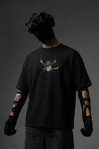 TEEYATRA Zoro Swordsman Oversized Graphic T-Shirt – 240 GSM Premium French Terry | DTF Back Print