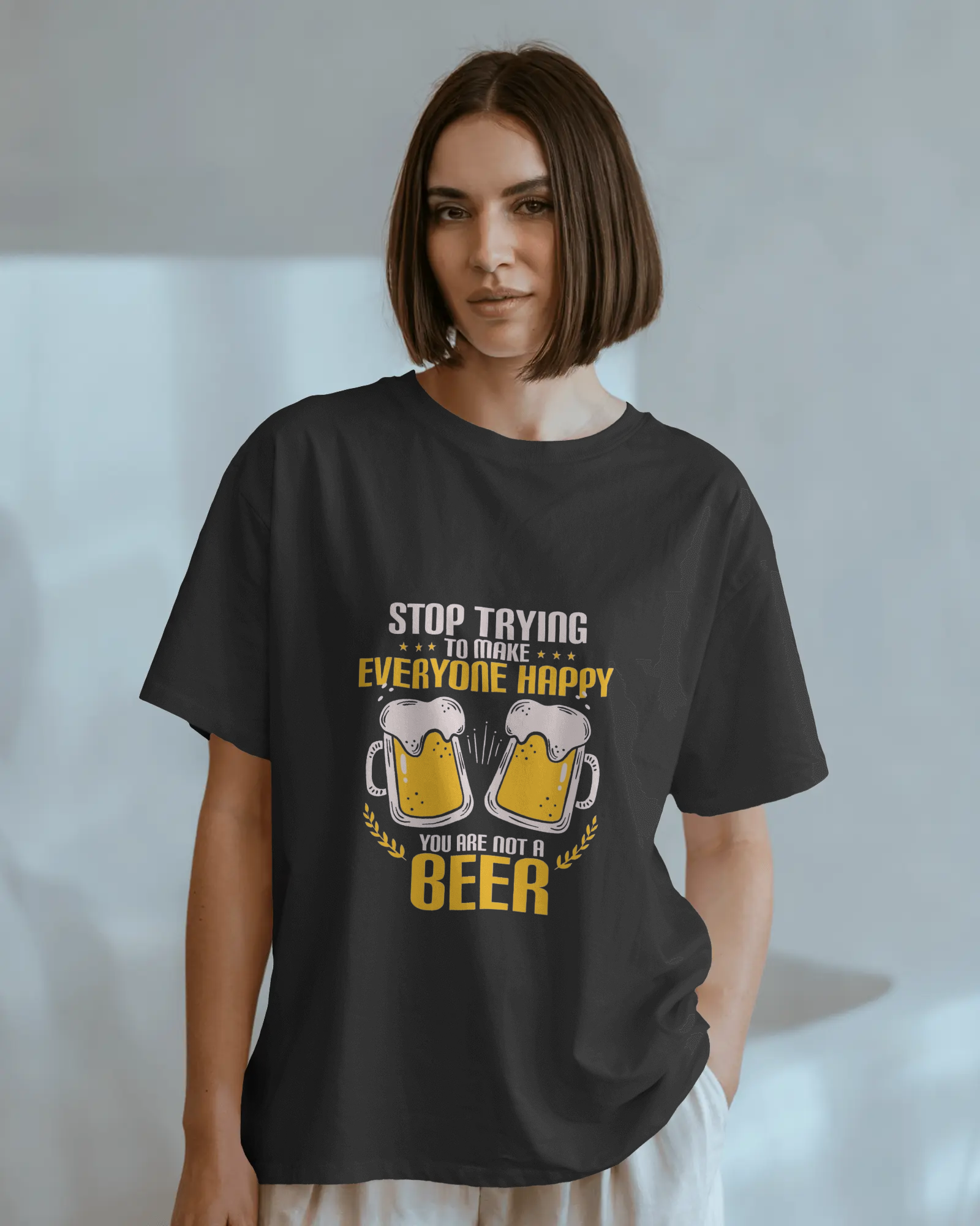 Brew-tifully Sarcastic Ladies Classic Crew T-Shirt | Teeyatra | Abstract