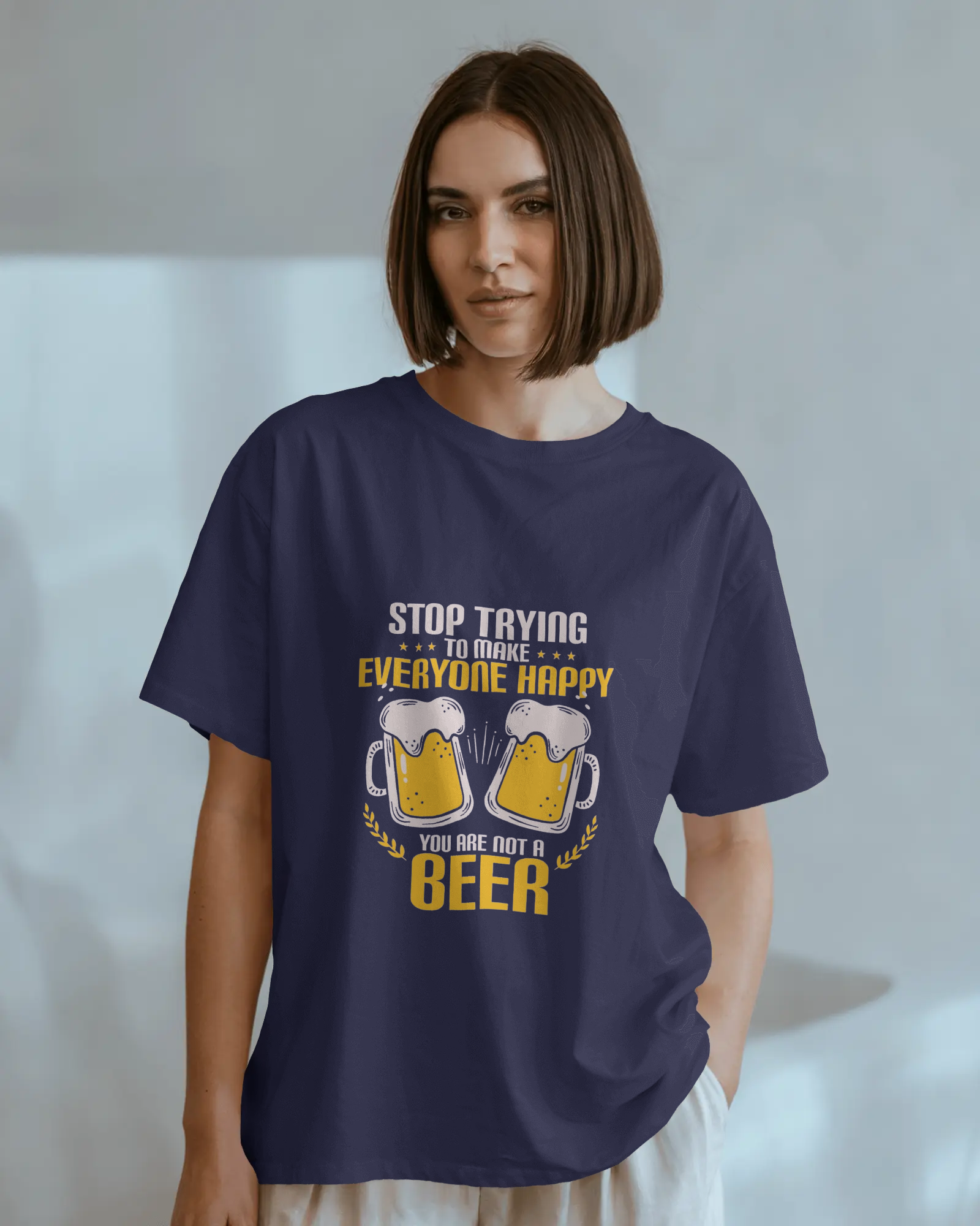 Brew-tifully Sarcastic Ladies Classic Crew T-Shirt | Teeyatra | Abstract