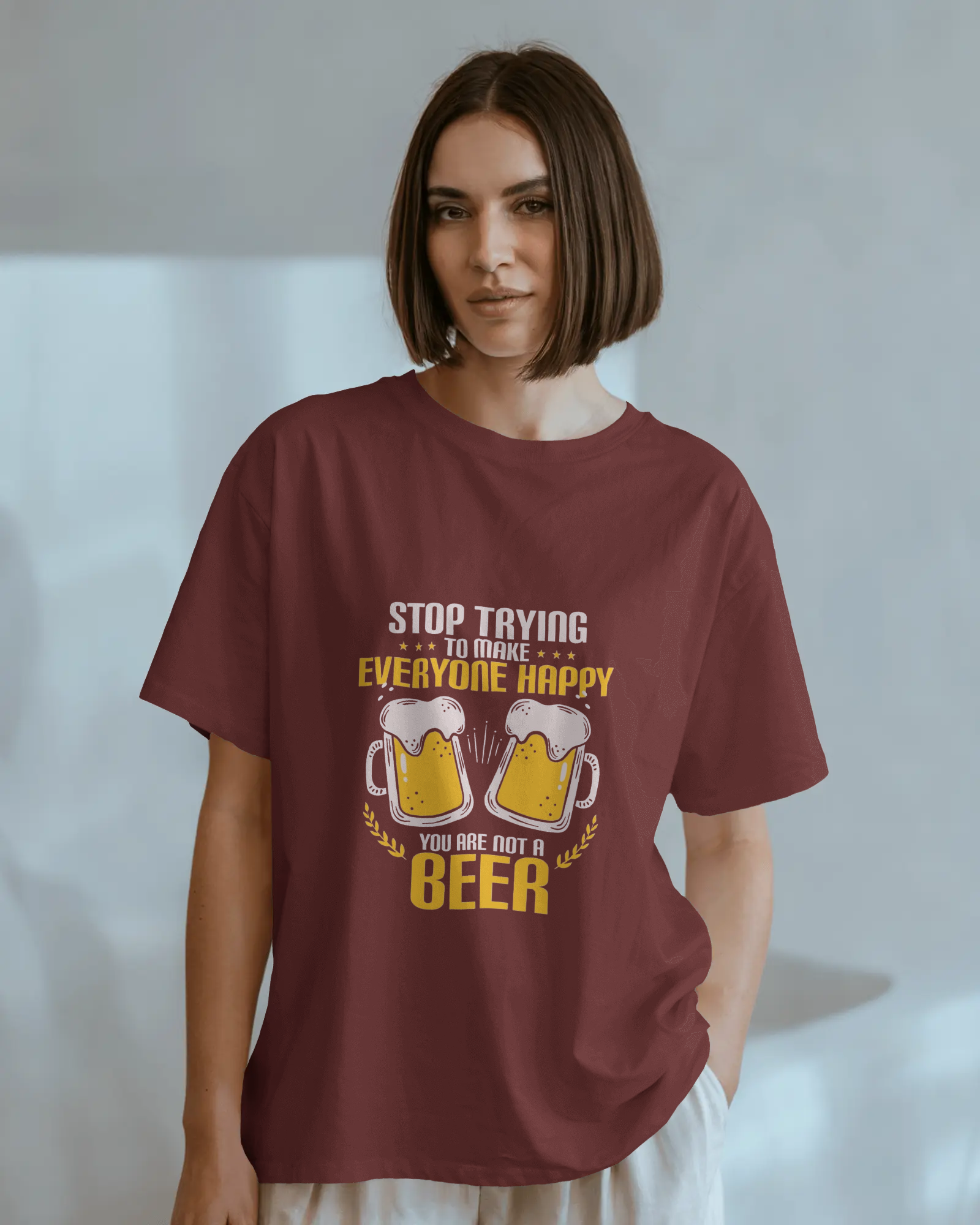 Brew-tifully Sarcastic Ladies Classic Crew T-Shirt | Teeyatra | Abstract
