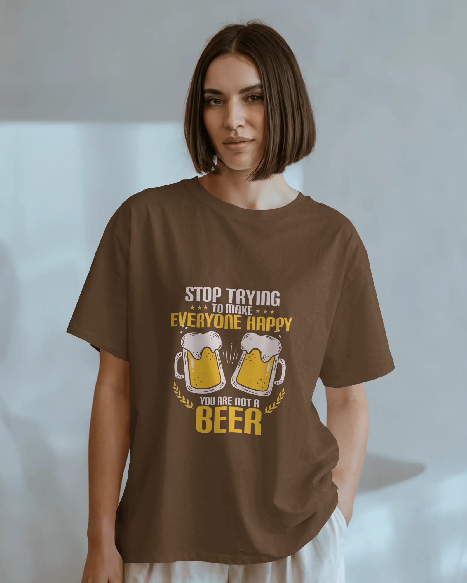 Brew-tifully Sarcastic Ladies Classic Crew T-Shirt | Teeyatra | Abstract