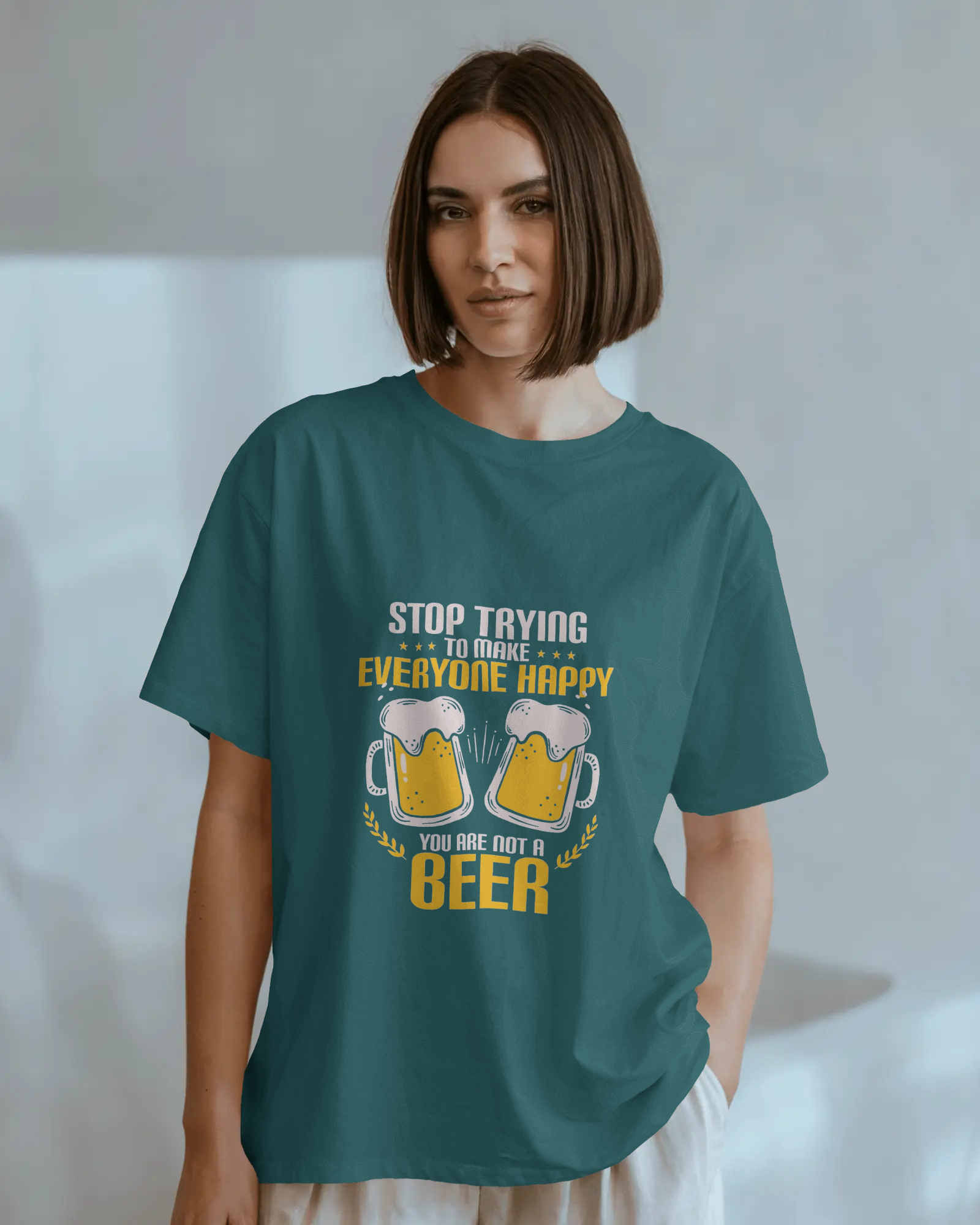 Brew-tifully Sarcastic Ladies Classic Crew T-Shirt | Teeyatra | Abstract
