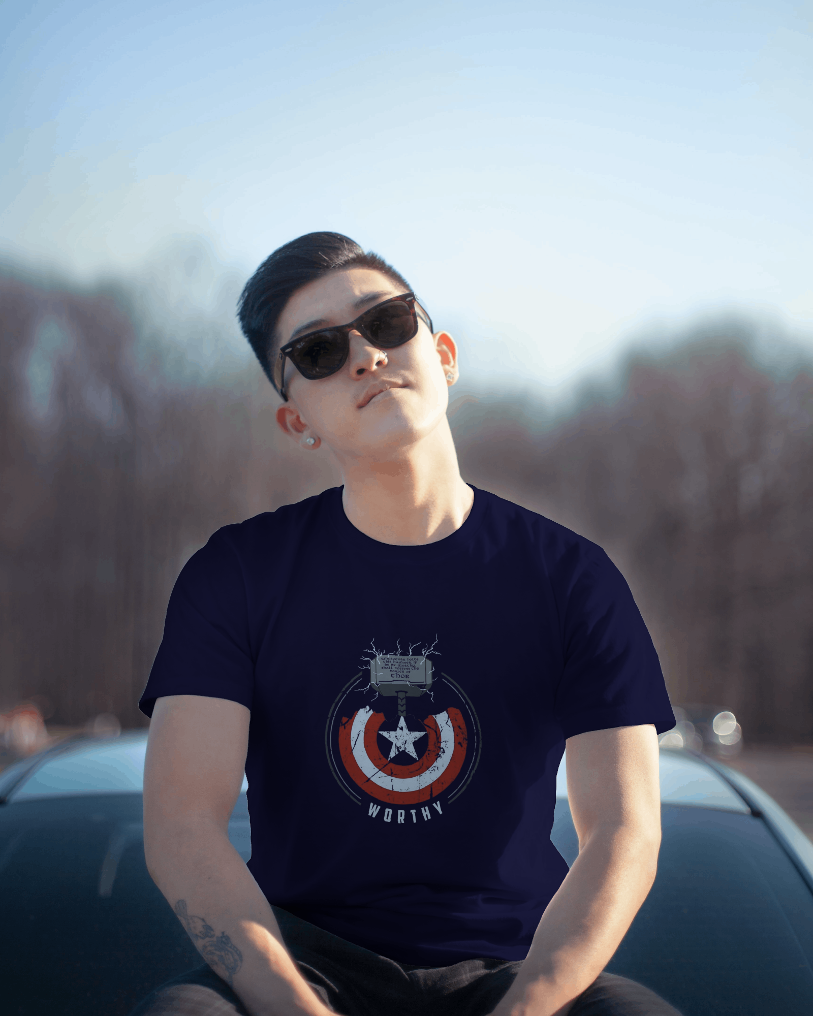 Thor and Captain America "Worthy" Men's Classic Crew T-Shirt | Teeyatra | Marvel