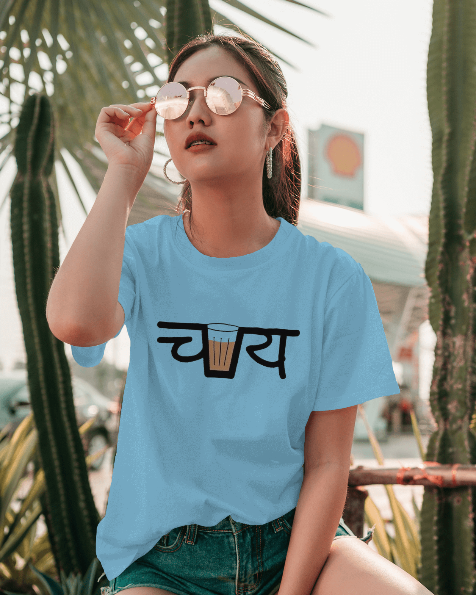 Life is Brew-tiful with Chai Ladies Classic Crew T-Shirt | Teeyatra | Abstract