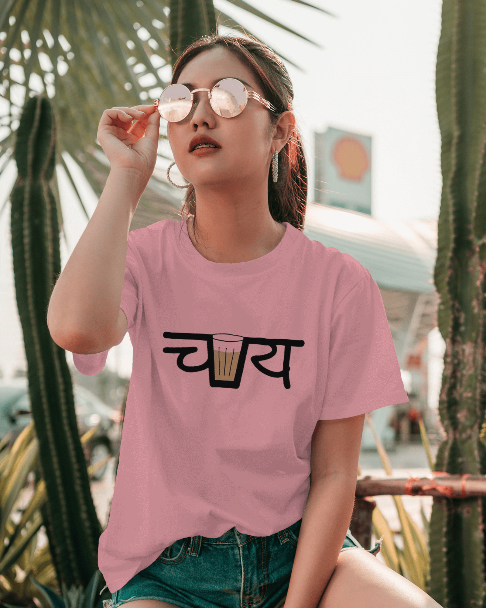 Life is Brew-tiful with Chai Ladies Classic Crew T-Shirt | Teeyatra | Abstract
