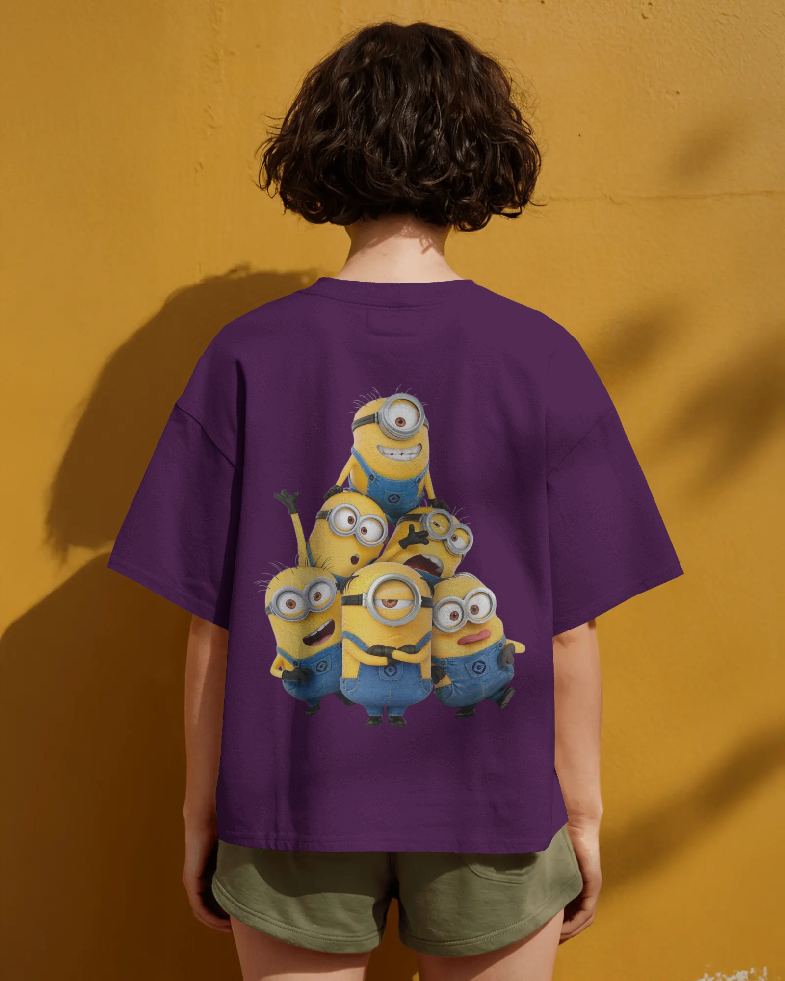 Funny Minions Cartoon Character Print Ladies Oversized Classic T-shirt | Teeyatra
