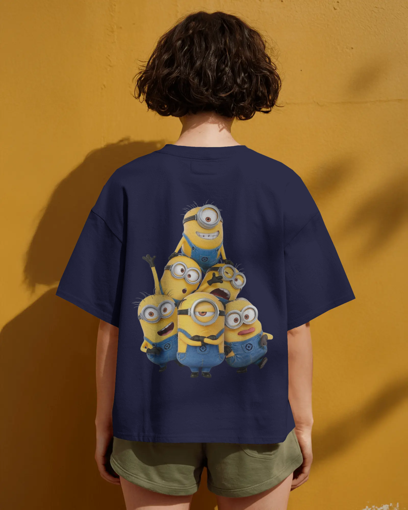 Funny Minions Cartoon Character Print Ladies Oversized Classic T-shirt | Teeyatra