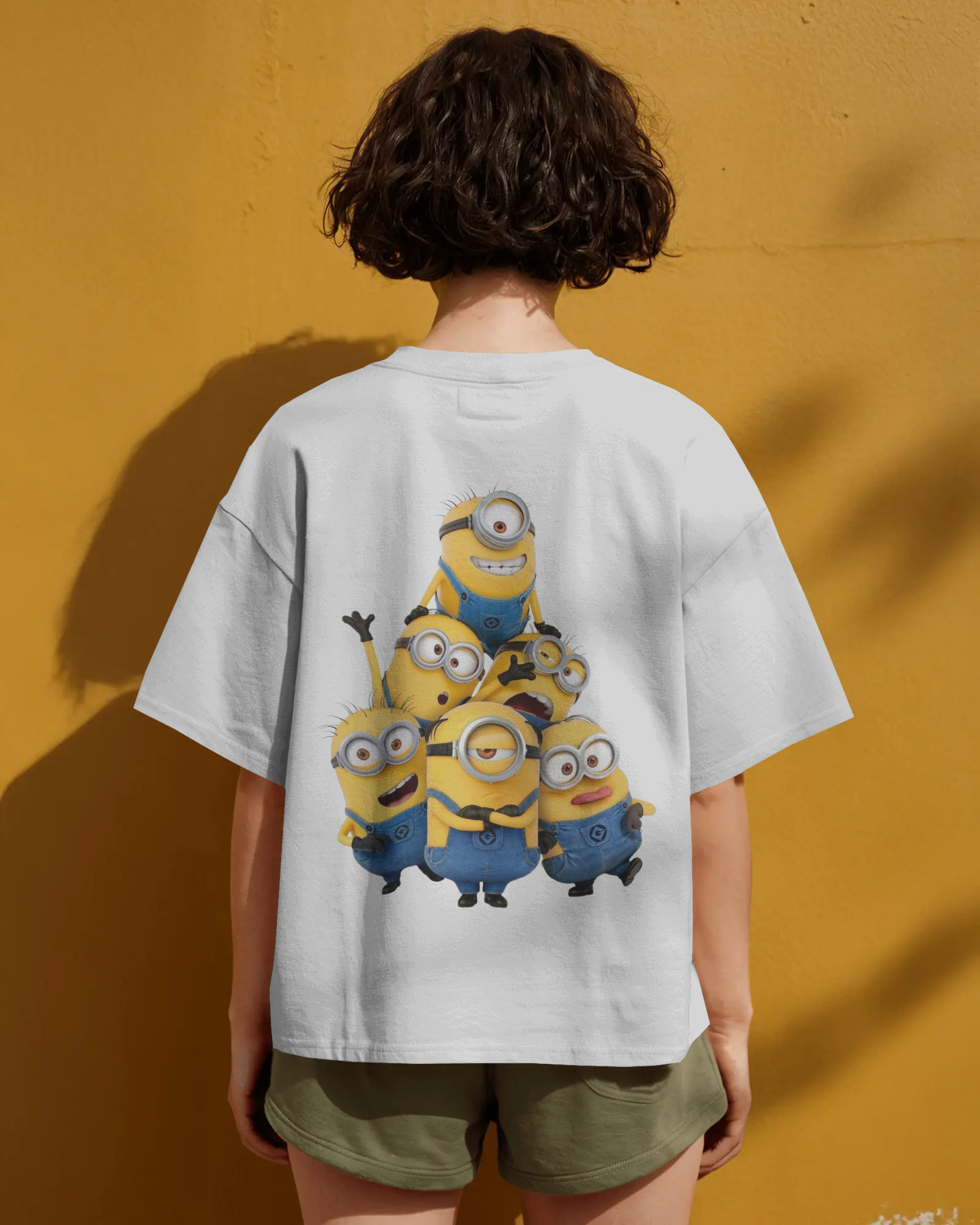 Funny Minions Cartoon Character Print Ladies Oversized Classic T-shirt | Teeyatra
