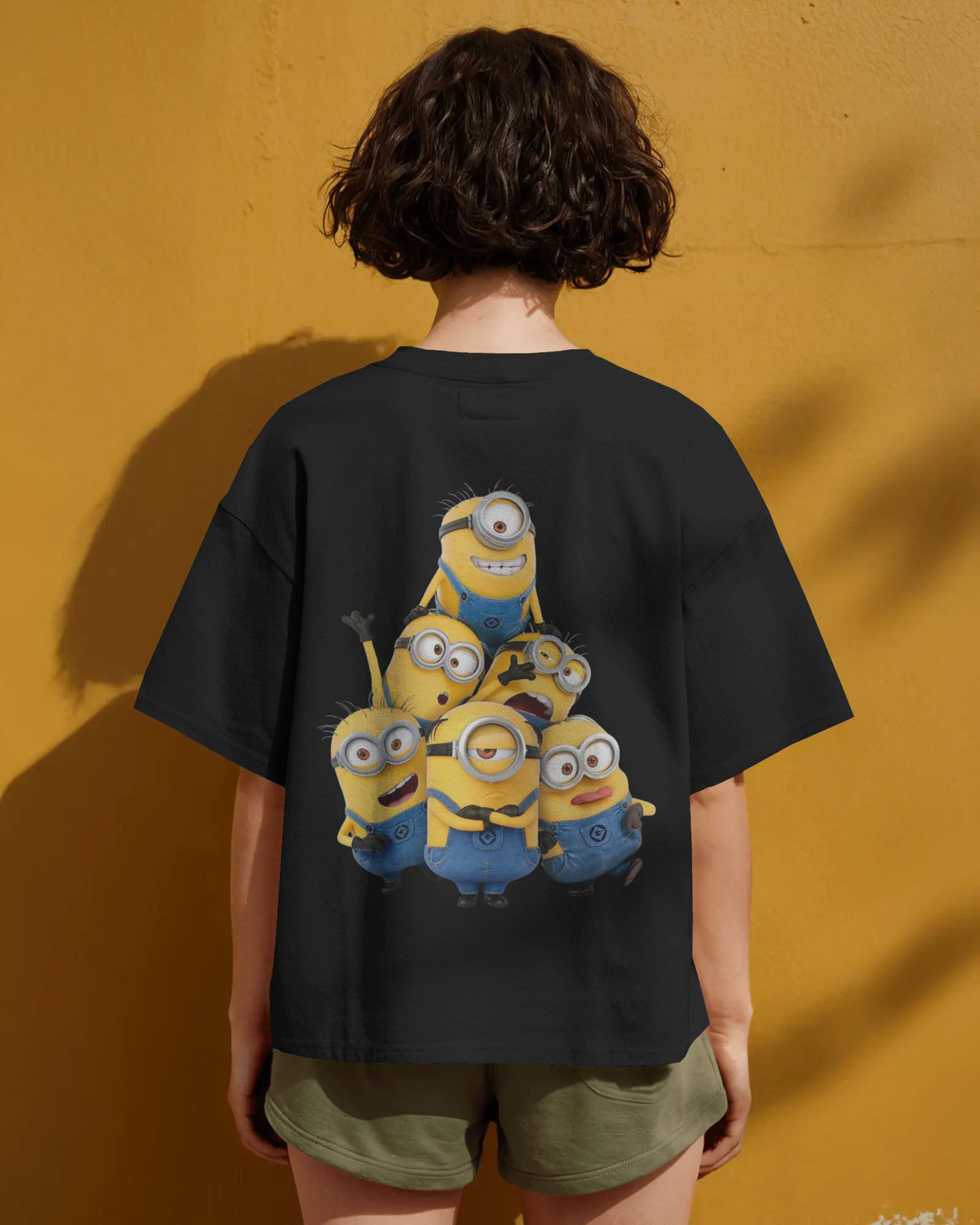 Funny Minions Cartoon Character Print Ladies Oversized Classic T-shirt | Teeyatra
