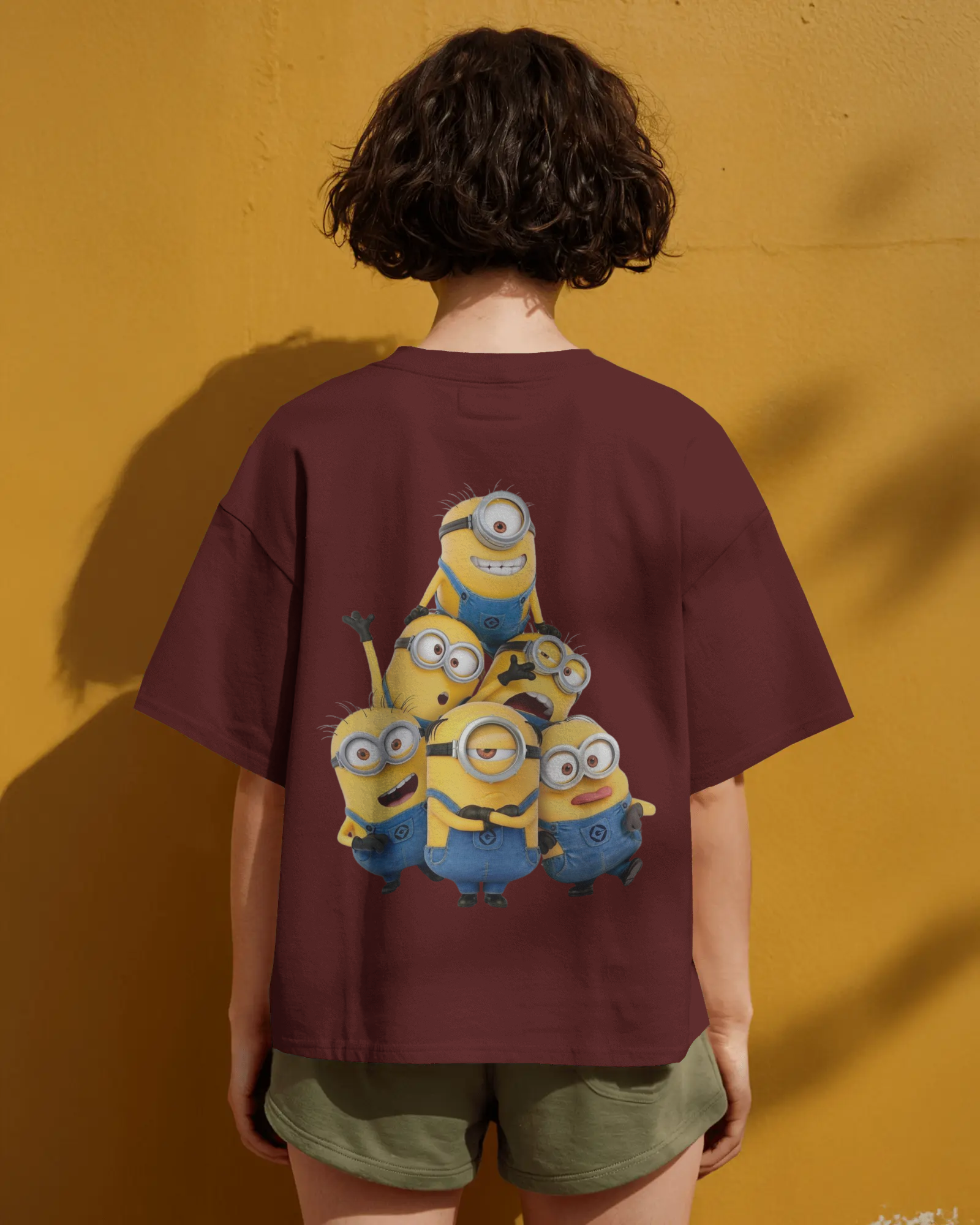 Funny Minions Cartoon Character Print Ladies Oversized Classic T-shirt | Teeyatra